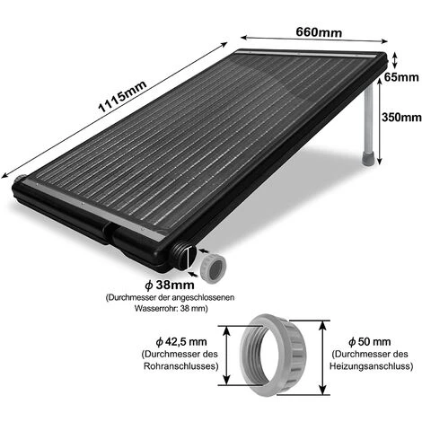 UISEBRT Sonnenkollektor Solar Poolheizung Solarkollektor Solarheizung Warmwasser Fuer Pools 15 L Wasserinhalt – Bild 2