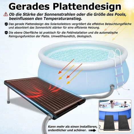 UISEBRT Sonnenkollektor Solar Poolheizung Solarkollektor Solarheizung Warmwasser Fuer Pools 15 L Wasserinhalt – Bild 3